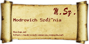 Modrovich Szénia névjegykártya